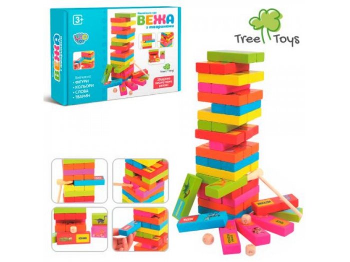 Деревянная игрушка Башня с животными, LimoToy